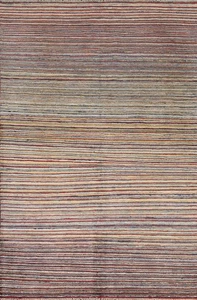 Striped Modern Style Accent Rug 4x6 Hand-knotted Wool Oriental Colorful Carpet - Picture 1 of 20