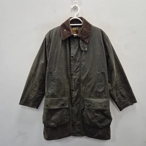 Barbour Vintage A200 Border Wax Waterproof Pile Lining Jacket Coat Size C 38 - Picture 1 of 9