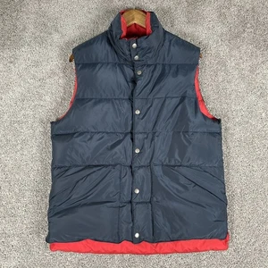 Vtg J Crew Expedition Down Vest Mens M Navy Blue Goose Down Full Zip Puffer Y2K - Picture 1 of 10