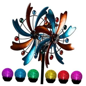 Solar Wind Spinner, 56.3 Inch Outdoor Metal Stake Yard Spinners, Garden Wind - Picture 1 of 7
