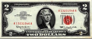 1963  $2 Red Seal Legal Tender  VF-CVF-Fr. 1513 - Picture 1 of 3