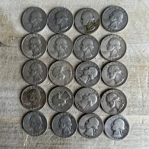 1932-1964 U S Washington 90% Silver Quarter 20 Coin Lot - Picture 1 of 2