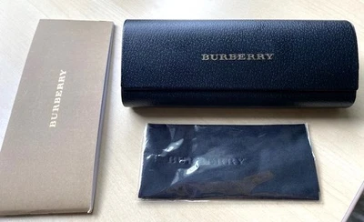 BURBERRY Black Leather Glasses Sunglasses Hard Leather Flip Case, Cloth +Insert - Image 1 of 4