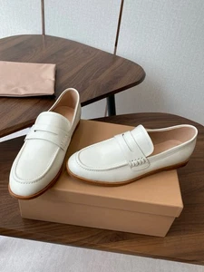 Mocasines sin cordones de cuero para mujer Zapatos informales Zapatos para conducir Mules Pisos Marrón - Imagen 1 de 9