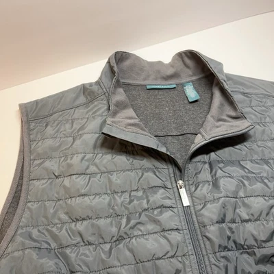 Perry Ellis Mens Quilted Knit Sweater Vest Jacket Gray Full Zip 3XLT Gorpcore - Image 1 of 4