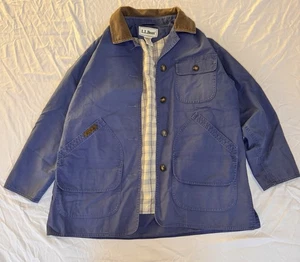 L.L.Bean Damen Scheunenmantel M blau Baumwolle Jacke Cordkragen Y2K 1999-2003 - Bild 1 von 19