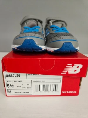 New Balance 680 Boys shoes Size 5.5 New with Box Grey & Blue IA680LS6 Never Worn - Image 1 of 4