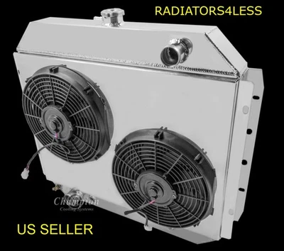 CHAMPION 4 FILEIRAS COBERTURA DE RADIADOR DE ALUMÍNIO E VENTILADORES 12" 1966-1979 FORD TRUCK F-100 - Imagem 1 de 2