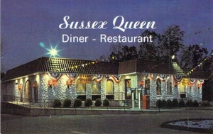 Tarjeta de visita 1982 NJ Butler Sussex Queen Diner @ Dusk Restaurant 2,25x3,5 #1 - Imagen 1 de 2