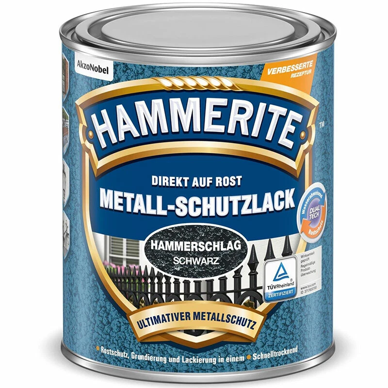 Hammerite 250 Ml Hammerschlag Metall Schutzlack LACK Farbe schwarz