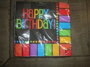 DG Party Black Rainbow Birthday Luncheon Napkins 2 Ply 16 ct.  13" x 13"  NEW - Picture 1 of 2