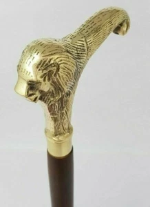 Vintage Designer Brass Handle Antique Style Victorian Stick Wooden Walking cane - Picture 1 of 6