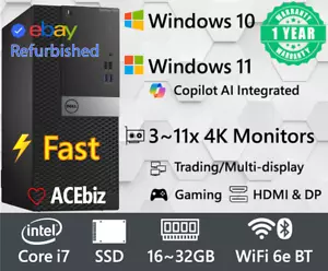 Dell i7 16~32GB Desktop Computer PC Windows 10 11 pro/SSD/HDMI/WiFi/7040MT - Picture 1 of 4