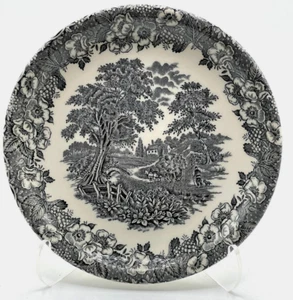 Biltons England Vintage Black Transferware Farm Countryside Plate 6.5" Pat BIl27 - Picture 1 of 8