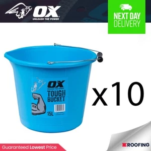 10x Ox Tools OX-P112315 15L Tough Trade/Builders Bucket, Multi Purpose Use - Picture 1 of 8