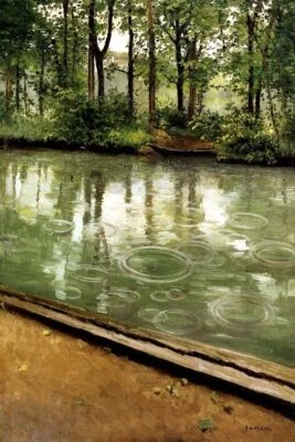 THE YERRES RAIN PARIS PARK RAINDROP 1875 PINTURA DE GUSTAVE CAILLEBOTTE REPRO  Foto 1 de 3