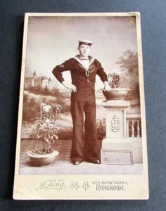 Rare ANTIQUE PHOTOGRAPH From HONG KONG Naval Sailor Cabinet Card C.1900 - Picture 1 of 1