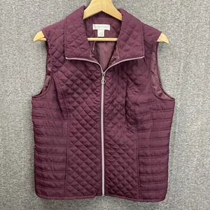 Christopher & Banks Puffer Vest Zip Damen M Taschen gesteppt weinrot silber NEU - Bild 1 von 8