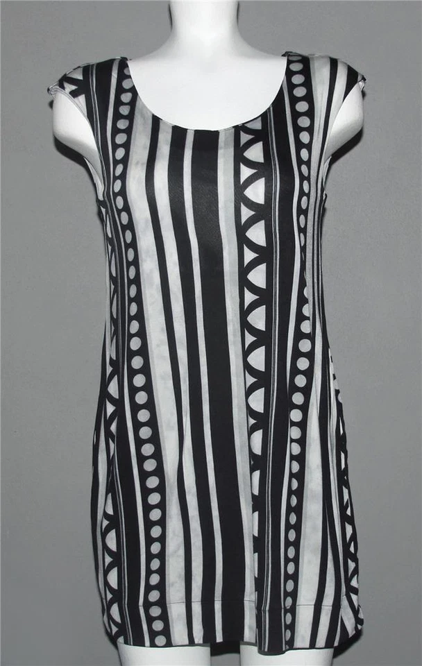 Vestido Casa Blanca Mercado Negro Rayas Lunares Sin Mangas Mezcla Seda Para Mujer S Foto 1 de 1