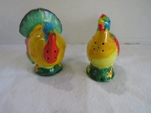 Vintage 50er Jahre Truthahn Salz & Pfefferstreuer Set mit blauen Köpfen - Bild 1 von 6