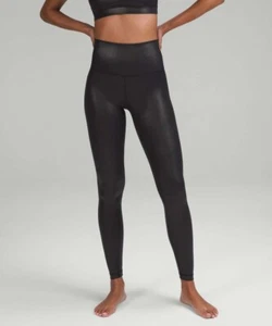 "Pantalón de tiro alto Lululemon Align 28"" estampado de lámina brillante radiante negro Nulu talla 8" - Imagen 1 de 7