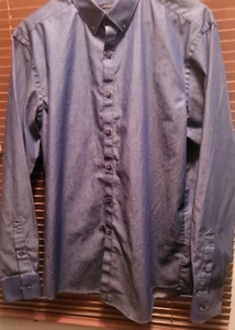 Van Heusen Studio Slim Fit Blue Men's Collared Shirt 16-16 1/2 34/35 - EUC - Picture 1 of 4