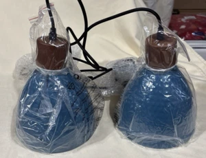 2 Pack Pendant Light Fixtures With 7” Hammered Metal Shade Blue NEW in BOX - Picture 1 of 5