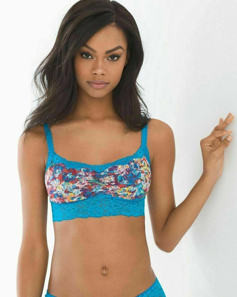 Soma Bralette S Allover Lace Scoopneck Bra Blue Artistic Floral - Image 1 of 2
