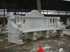 HAND CARVED MARBLE FIGURATIVE ESTATE INDOOR OR OUTDOOR GARDEN BENCH - LY046