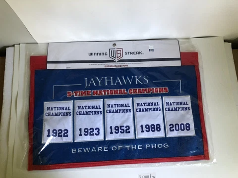 New Sealed Kansas Jayhawks Rafter Raiser Banner Man Cave Embroidered Cover