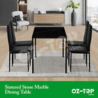 Marble Dining Table And 4 Chairs Set Sintered Stone Large Glossy Desk Black