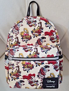 Disney Princess Mini Backpack Snow White Aurora Belle Ariel Tattoo Loungefly NEW - Picture 1 of 4