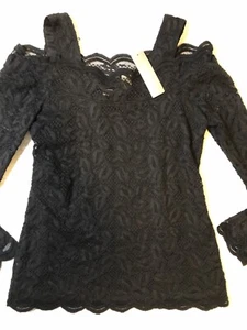 Chico's Size 0 - NEW W/Tags - Women’s - Black - Lace Cold Shoulder Top - Blouse - Bild 1 von 16