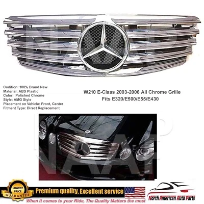 Grelha E55 E63 Classe E All Chrome FIN Star E320 E500 2003 2004 2005 2006 - Imagem 1 de 4