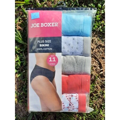 Womens Plus Size Underwear Joe Boxer Bikini Panties 100% Cotton 5 pack size 11 - Image 1 of 2
