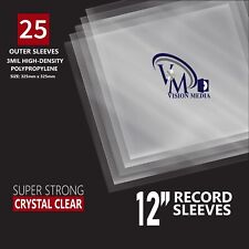 12" Vinyl Record Outer Sleeves - Crystal Clear LP Album Covers (Qty 25)