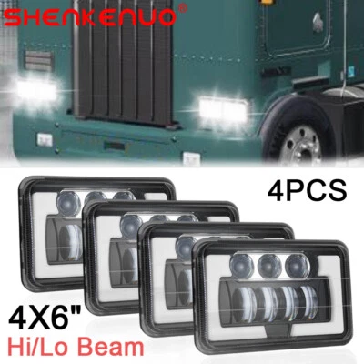 4x 4x6" LED Headlights DRL Fit For Freightliner FLD120 1988-2010 FLD112 Classic - Image 1 of 4