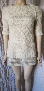 Twin Set Simona Barbieri Tejido Manga Corta Túnica Suéter con Dobladillos de Encaje XS - Imagen 1 de 12