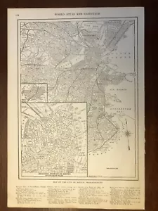 1917 Boston, Massachusetts Map, Encyclopedic Atlas and Gazetteer - Picture 1 of 3
