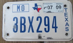 Texas Motorcycle License Plate - Expired 07/2009 - TARRANT County - 3BX294 - Picture 1 of 1