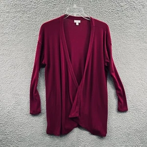 J Jill Womens Cardigan XL Burgundy Open Front Waterfall Draped Knit Layering - Picture 1 of 9