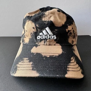 Adidas Hat Cap Strap Back Black Brown Reverse Dye Splotchy Tie Dyed Logo Womens - Picture 1 of 11