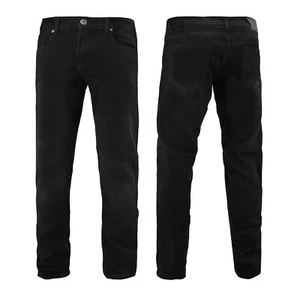 Men's Premium Quality Cotton Blend Denim Casual Jean Black Pants Slim Fit - Picture 1 of 4