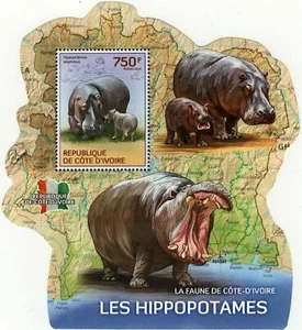 Hippopotamus Stamp Hippopotamus Amphibius Hippo S/S MNH #1607 - Picture 1 of 12