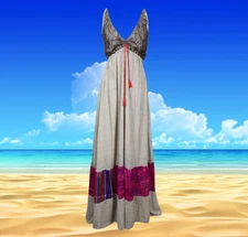 Womens Strappy Sundress, Gray Handmade Recycled Silk Dress, Spaghetti Strap, S/M
