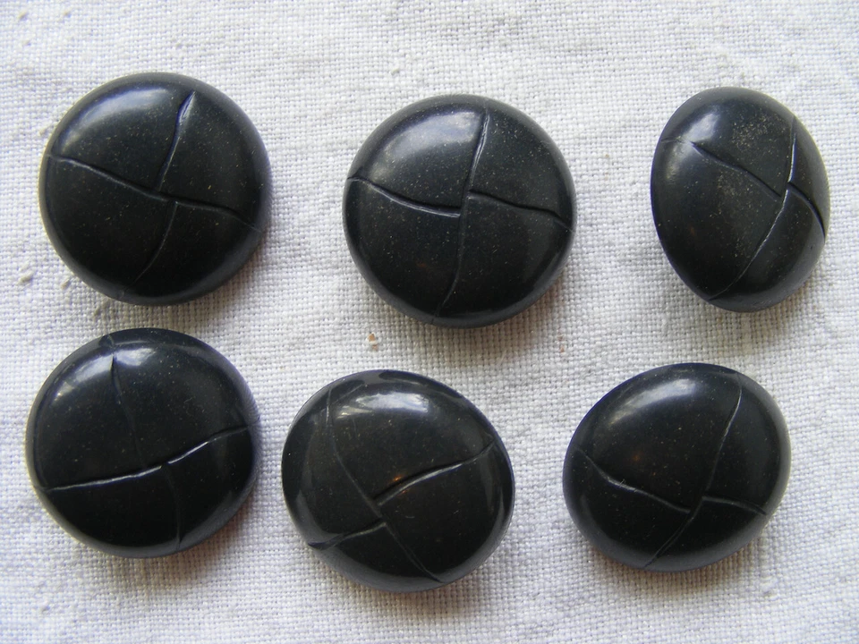 ca 2,5 cm 6 Stück Knopf Sammlung Set alt Knöpfe Mantel Jacke groß schwarz grau - Bild 1 von 1