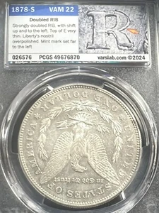 1878-S Morgan Silver Dollar Pcgs AU53 VAM 22 Double Rib HOT 50 Vss👇🏻 - Picture 1 of 4