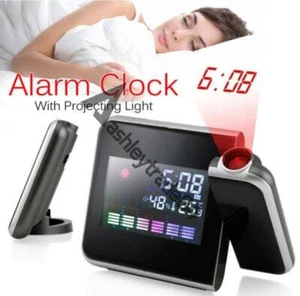 LED Digital Projector Projection Weather Station Calendar Snooze Alarm Clock - Picture 1 of 4