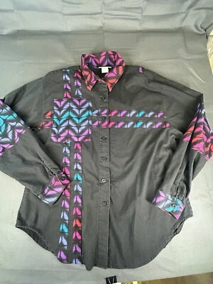 Camisa De Colección Miller Stockman Negra Abotonada Western Acento Brillante Talla Lg Foto 1 de 4