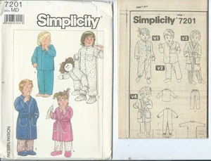 S 7201 sewing pattern 80's darling ROBE PAJAMAS SLEEPER sew UNCUT Toddler size M - Picture 1 of 1